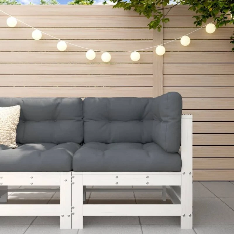 Image of VIDAXL Corner Sofa with Cushions White Solid Wood Pine Vidaxl 8720845802578