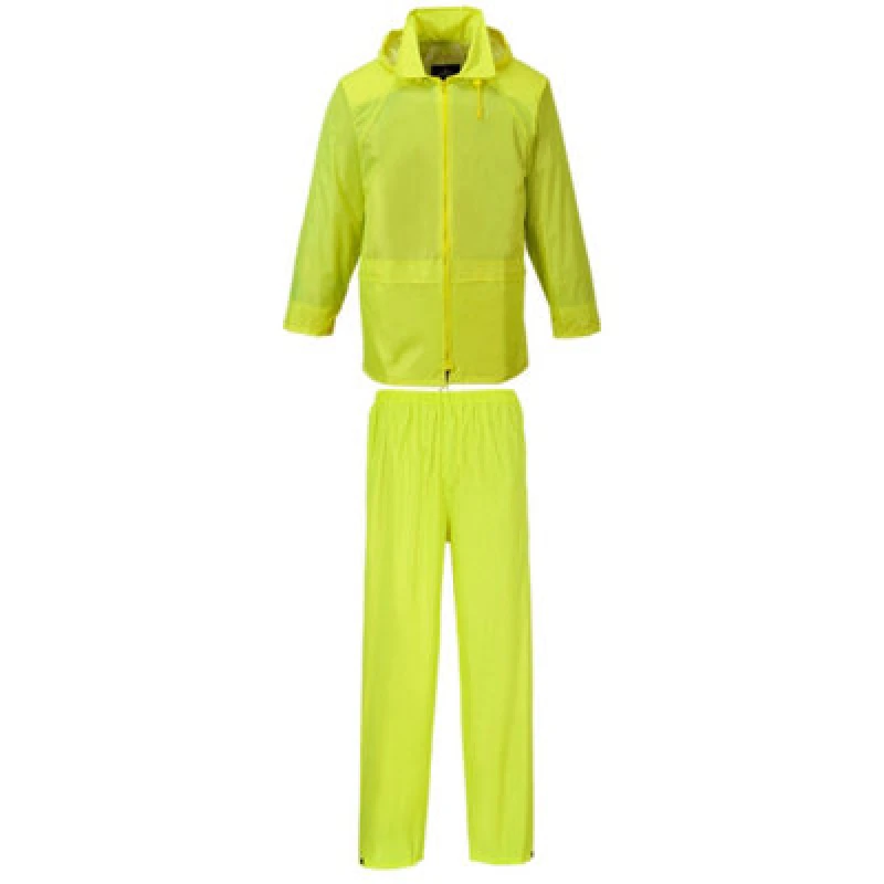 Image of Portwest Essentials 2 Piece Waterproof Rain Suit L440YERM Colour: Yellow