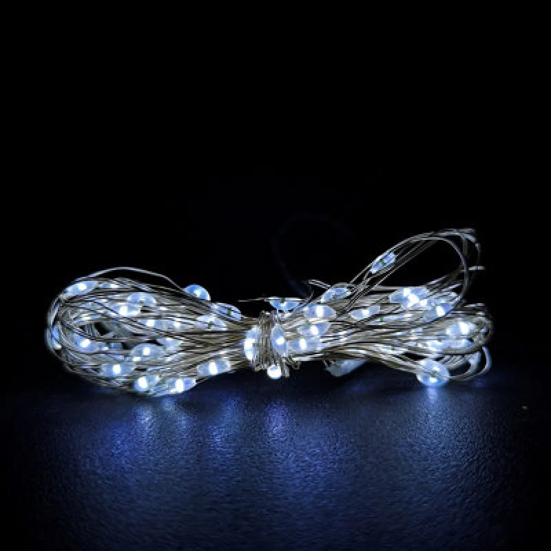 Image of Samuel Alexander 50 LED 2.5M Microbrights Indoor Outdoor Christmas Multi Function Battery Operated Lights With Timer On Pin Wire In Cool White