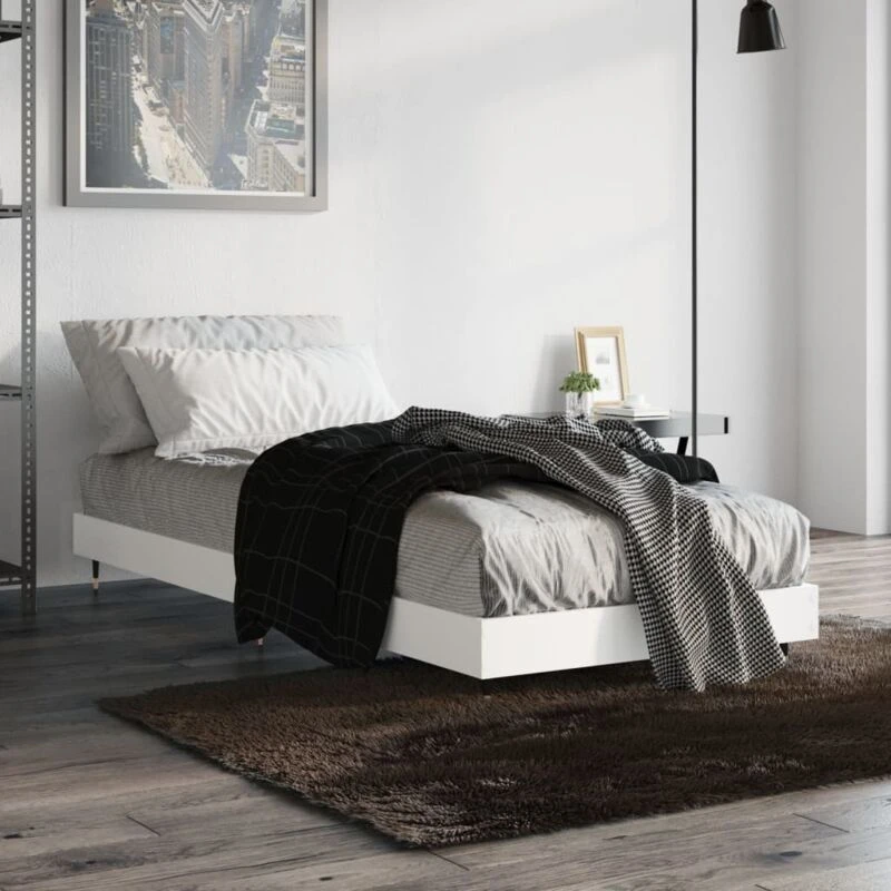 Image of VIDAXL Bed Frame without Mattress White 75x190cm Small Single Engineered Wood Vidaxl 8720845796907
