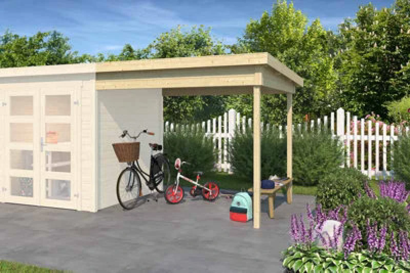 Image of Lasita Maja Zambezi Anbau 200X250-Log Cabin, Wooden Garden Room, Timber Summerhouse, Home Office - H211 Cm