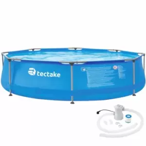 Image of Tectake Swimming Pool Round With Pump A 300 X 76cm Blue