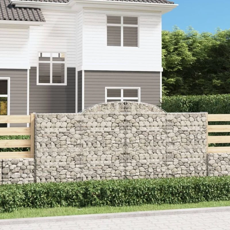 Image of vidaXL Arched Gabion Baskets 13 pcs 300x50x140/160cm Galvanised Iron, Silver 3146748