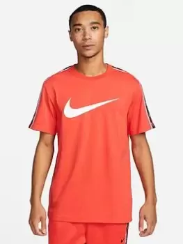 Image of Nike NSW Repeat Swoosh Tee - Red, Red Size M Men