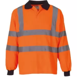 Image of Yoko Ladies/Womens Hi-Vis Long Sleeve Polo Shirt (Pack of 2) (XL) (Hi Vis Orange)