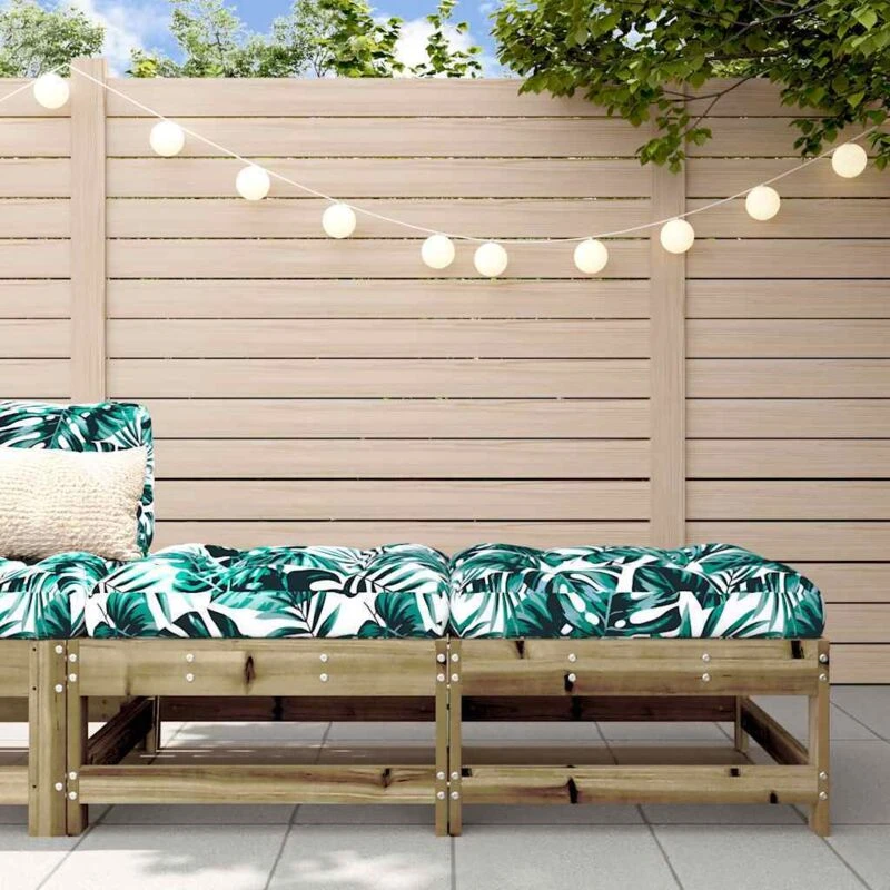 Image of VIDAXL Garden Footstools with Cushions 2pcs Impregnated Wood Pine Vidaxl 8720845802417