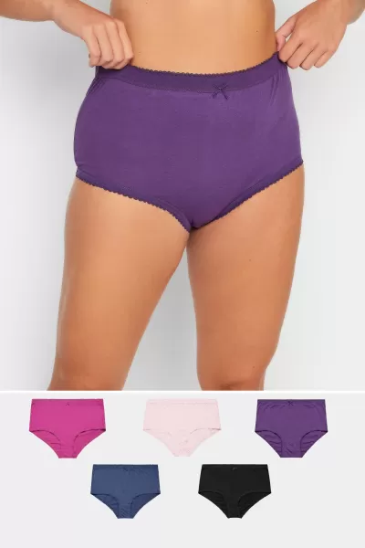 Image of Yours 5 Pack Stars And Moon Full Brief - Purple, Purple, Size 26-28, Women