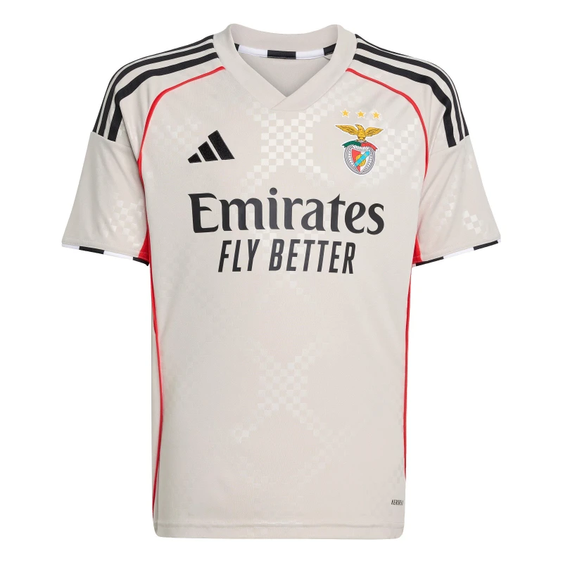 Image of adidas Benfica Away Shirt 2025 2026 Juniors Silv-White male 7-8 Years