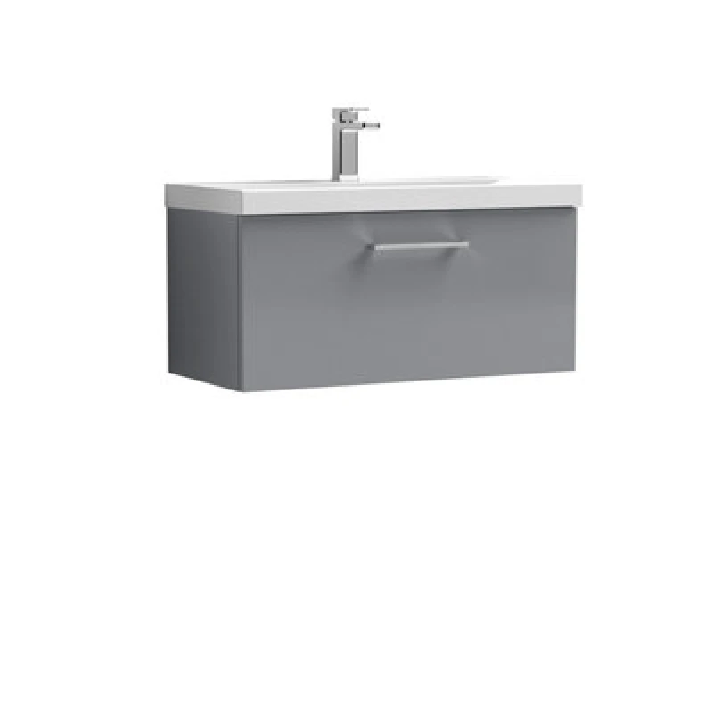 Image of NUIE Nuie Arno Wall Hung 1-Drawer Vanity Unit with Basin-3 800mm Wide - Satin Grey ARN2225D