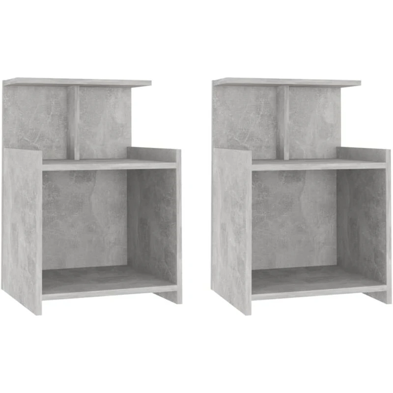 Image of VIDAXL Bed Cabinets 2 pcs Concrete Grey 40x35x60cm Engineered Wood Vidaxl 8720286557891