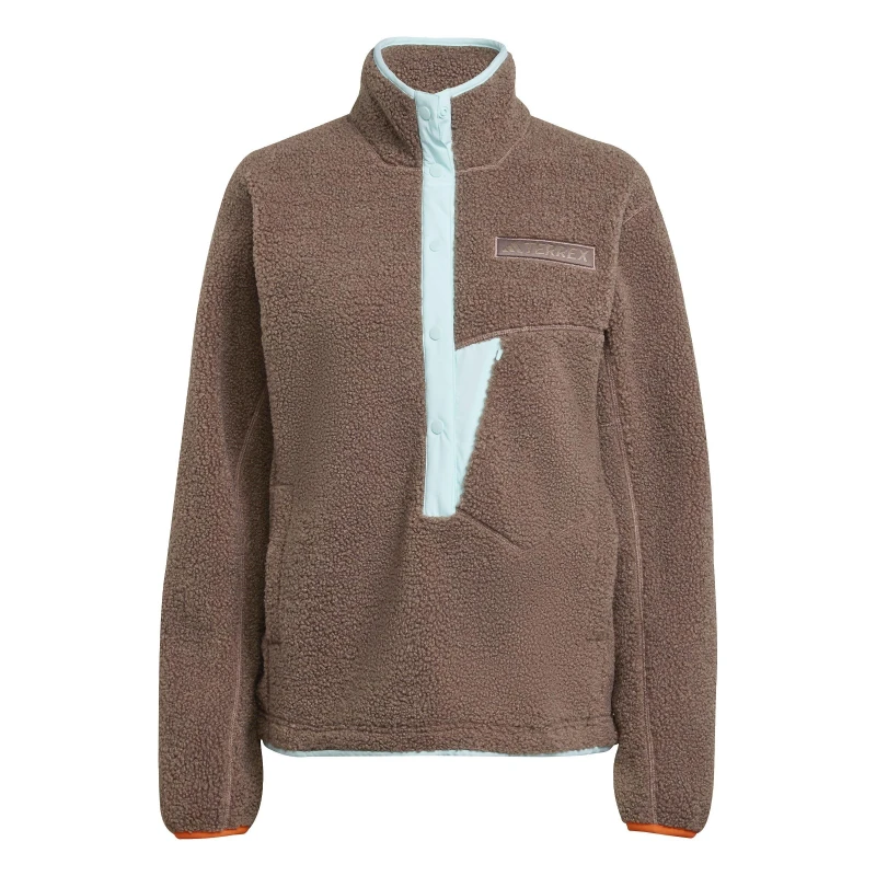 Image of adidas Terrex Xploric High Pile Fleece Pullover Sweatshirt Womens Earth Strata female 12 (M)