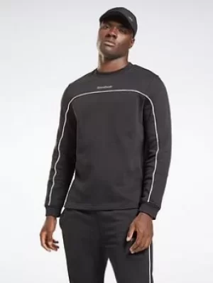 Image of Reebok Training Essentials Piping Crew Sweatshirt, Navy, Size XL, Men