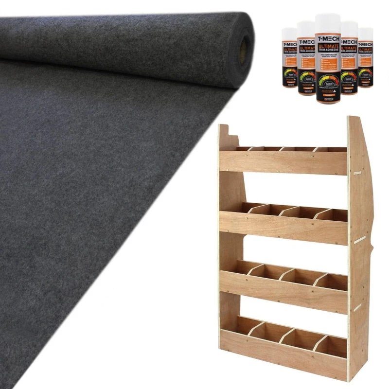 Image of Monster Racking 11Sqm Anthracite Van Lining, Glue & Citroen Berlingo Rack