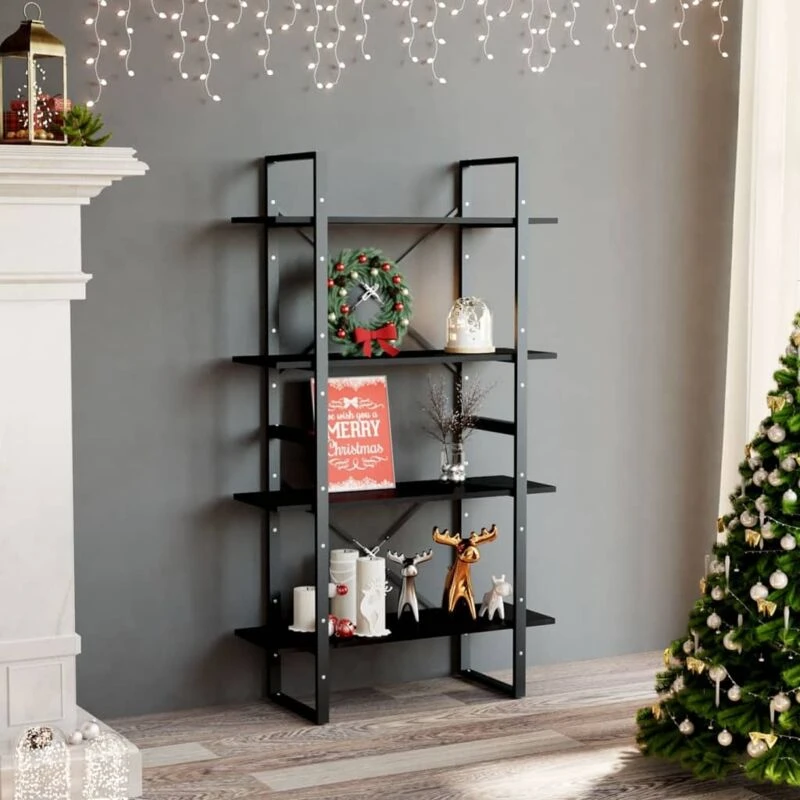 Image of VIDAXL 4-Tier Book Cabinet Black 80x30x140cm Engineered Wood Vidaxl 8720286567487
