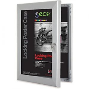 Image of Stewart Superior Wall Mountable Lockable Poster Case 68 x 93cm Silver