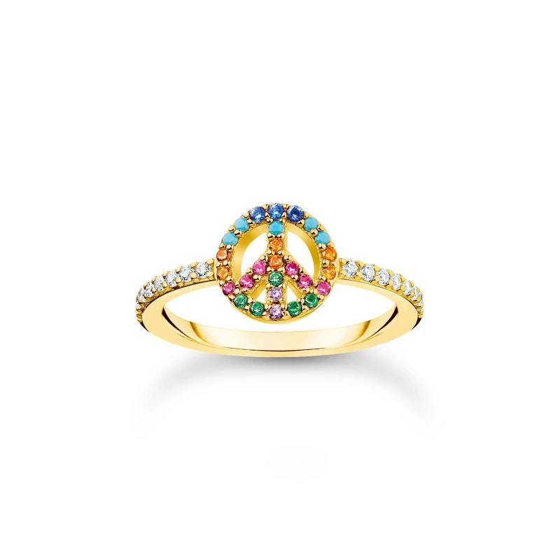 Image of Thomas Sabo Womens Peace Stackable Stack Ring Silver Gold female 50