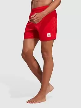 Image of adidas Sportswear Short Length Solid Swim Shorts, Red, Size XL, Men