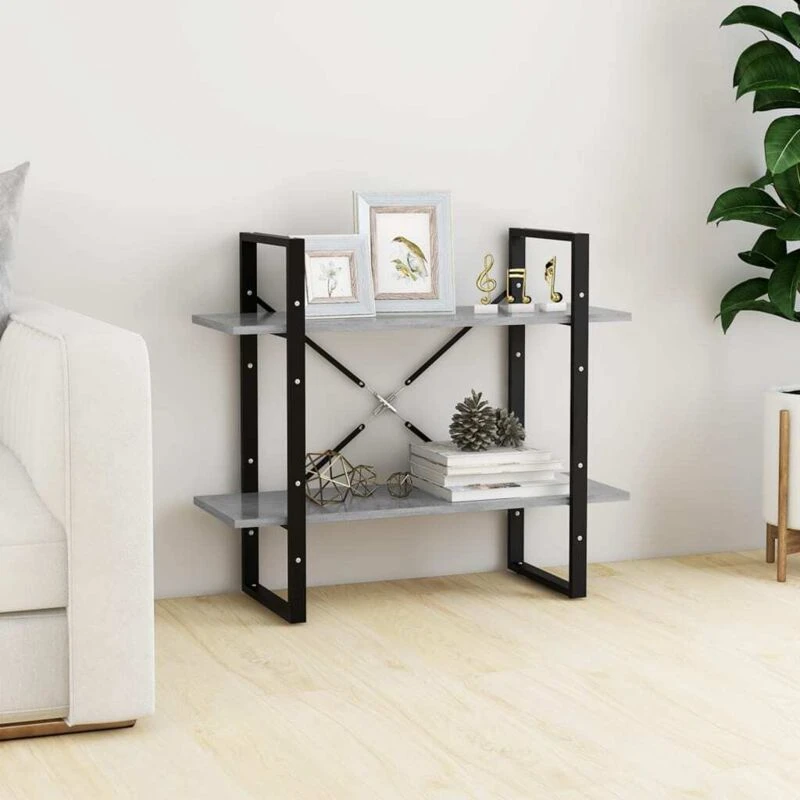 Image of VIDAXL Vidaxl - 2-Tier Book Cabinet Concrete Grey 80x30x70cm Engineered Wood 8720286567418