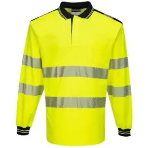Image of T184YBRXXL - sz 2XL PW3 Hi-Vis Polo Shirt L/S - Yellow/Blue - Portwest