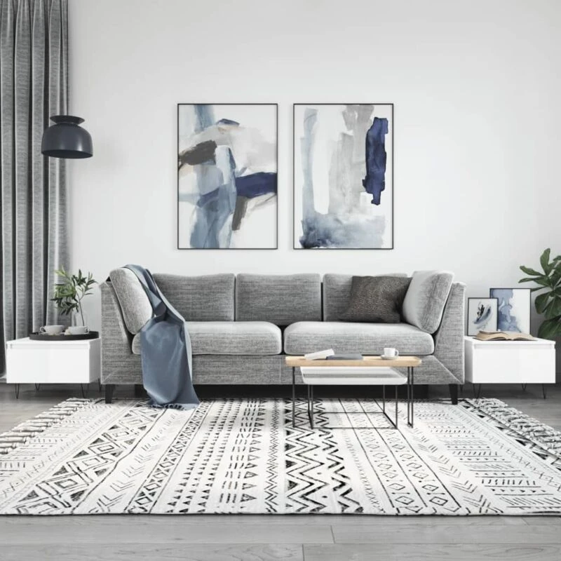 Image of vidaXL Coffee Tables 2 Pcs High Gloss White 50x46x35cm Engineered Wood, White 830865