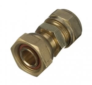 Image of Wickes Brass Compression Straight Tap Connector - 15mm