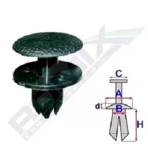 Image of ROMIX Expanding Rivet B25618 TOYOTA,LEXUS,CELICA Coupe (AT18_, ST18_),Camry Limousine (_V1_),Corona IX Limousine (T190),ES (MCV_, VZV_)