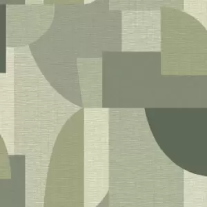 Image of Belgravia Decor Ceruti Geometric Green Wallpaper
