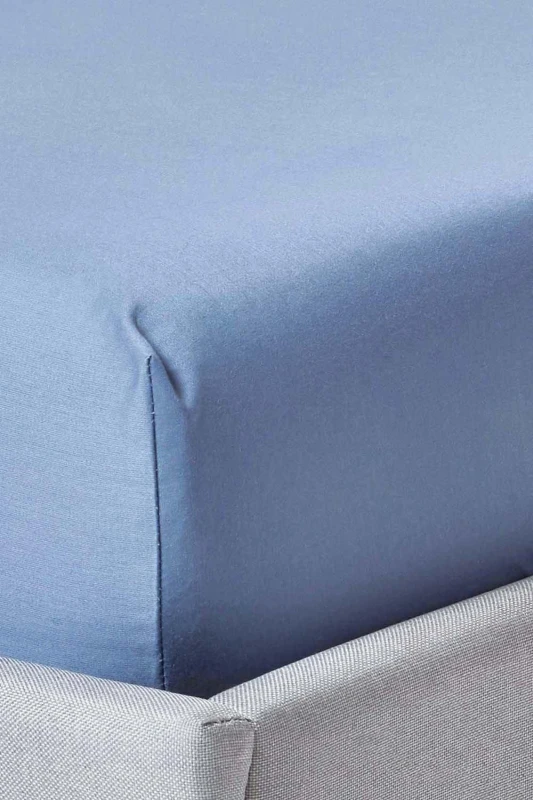 Image of Homescapes Air Force Blue Egptian Cotton Fitted Sheet 1000 Thread Count, Single
