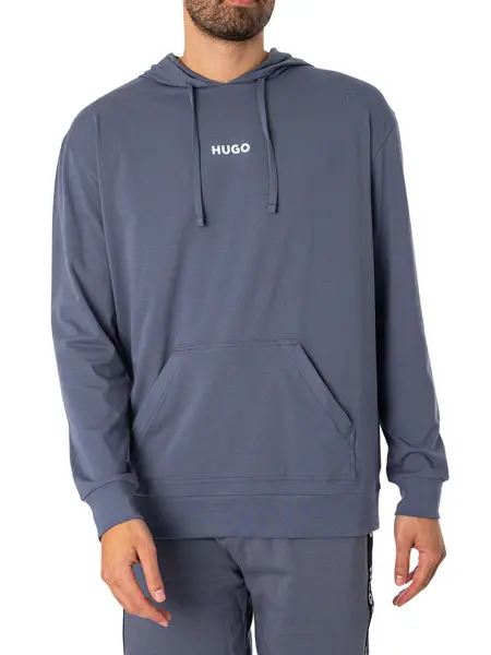 Image of HUGO Lounge Linked Pullover Hoodie Open Blue M