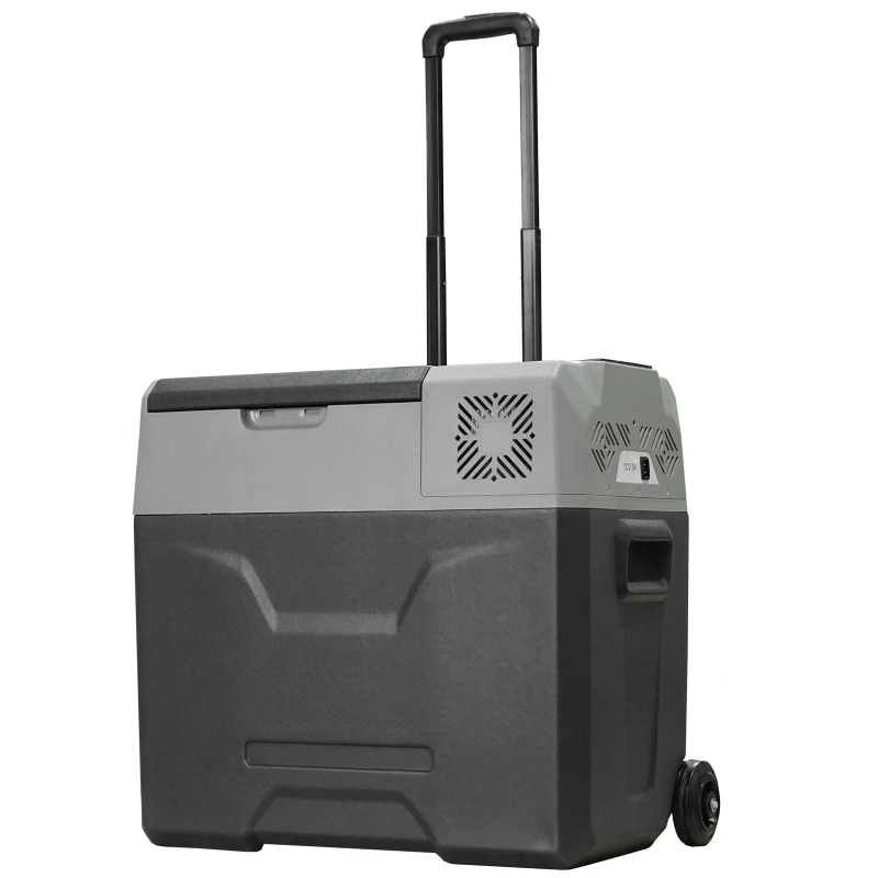 Image of HOMCOM Portable Car Fridge Freezer, 12/24V 50L, Electric Cooler Box for Camping, Travel, Picnic, Grey