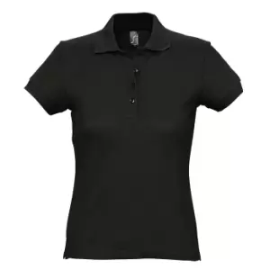 Image of SOLS Womens/Ladies Passion Pique Short Sleeve Polo Shirt (L) (Black)