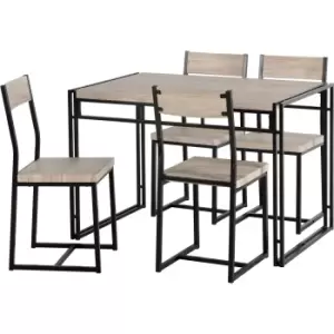Image of Industrial Dining Set - Oak Effect and Metal Dining Table & 4 Chairs