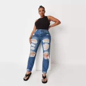 Image of Missguided Plus Size Stonewash Riot Distressed Jeans - Blue