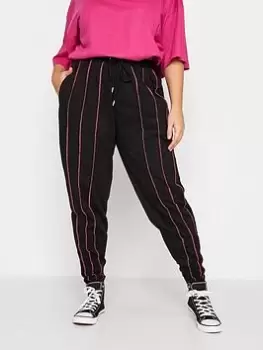 Image of Yours Overlock Contrast Jogger - Black, Size 26-28, Women