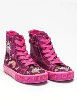 Image of Lelli Kelly Girls Abigail Mid High Top - Pink, Size 2.5 Older