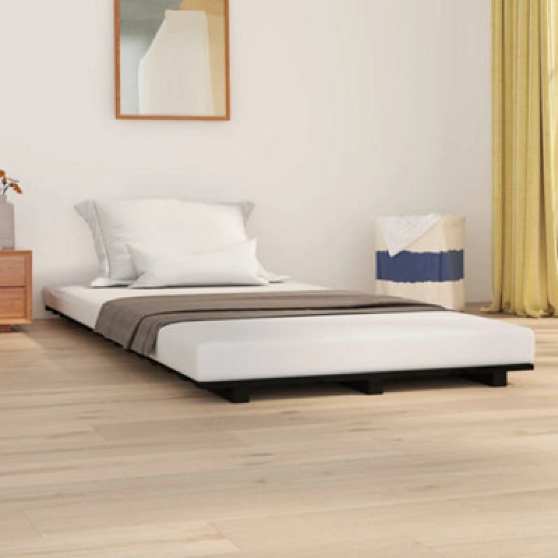 Image of Vidaxl Bed Frame Without Mattress Black 100X200 Cm Solid Wood Pine