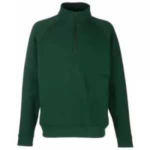 Image of Fruit Of The Loom Mens Zip Neck Sweatshirt (M) (Bottle Green)