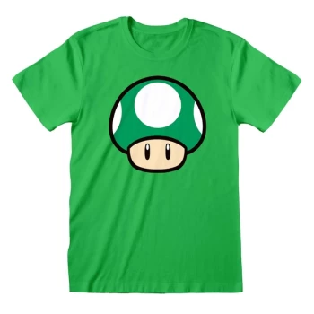 Image of Super Mario - 1-UP Mushroom Unisex XX-Large T-Shirt - Green