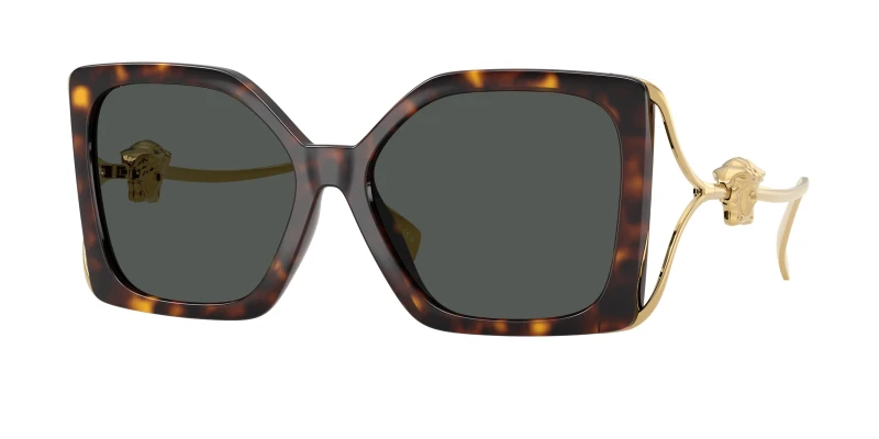 Image of Versace Woman Versace VE4502U 108/87 Sunglasses Injected Turtle Grey Squared Normal Turtle Sunglasses Woman Injected