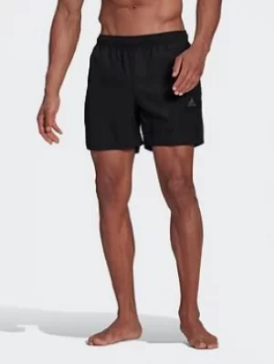 Image of adidas Short-length Colorblock 3-stripes Swim Shorts, Blue/Black, Size L, Men