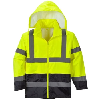 Image of Portwest - H443YNRL - sz L Hi-Vis Classic Contrast Rain Jacket - Yellow/Navy