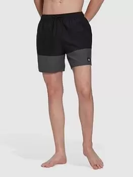 Image of adidas Sportswear Colorblock Swim Shorts Short Length - Black/Grey, Size XS, Men