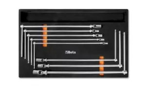 Image of Beta Tools M63 8pc T-Handle Swivel Socket Wrench Set Soft Tray for Roller Cabs