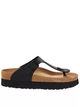 Image of Birkenstock Gizeh Grooved Platform Bf Sandal - Black, Size 4, Women