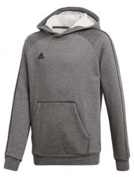 Image of Boys, adidas Youth Core 18 Sweat Hooded Tracksuit Top - Grey, Size 5-6 Years