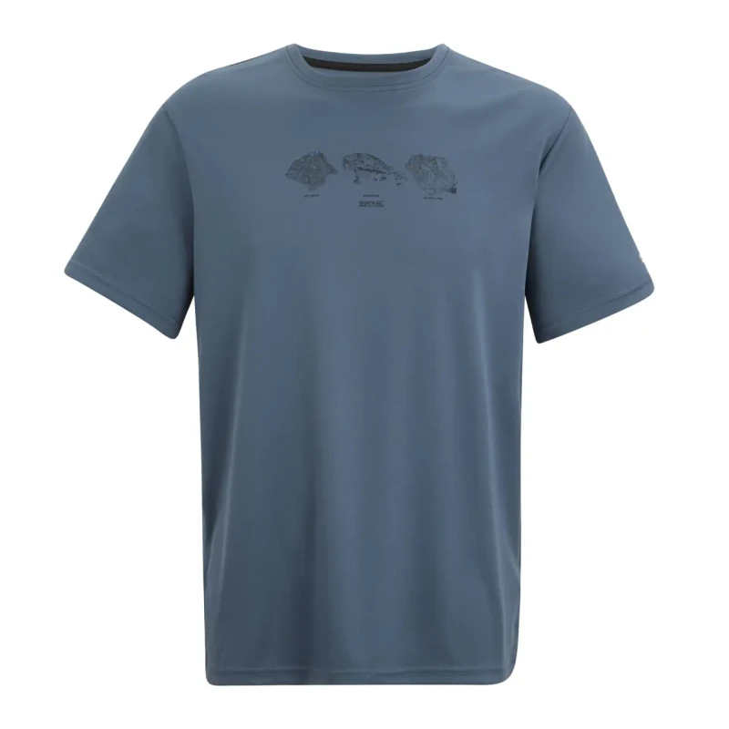 Image of Regatta Mens Fingal Short Sleeved Marl Graphic T-Shirt in Mid Blue Size: 2XL Mid Blue Male 2XL