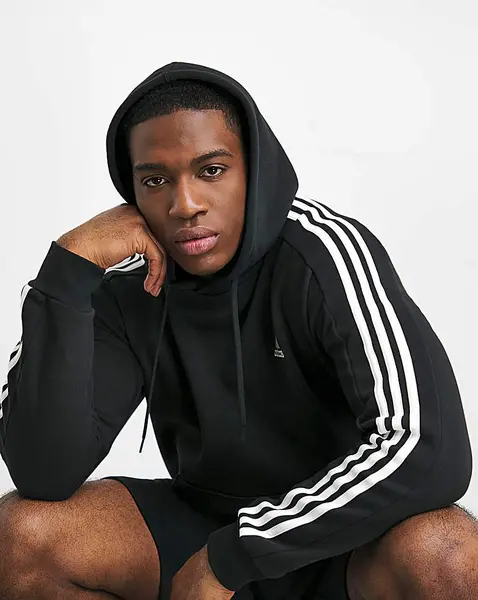 Image of Adidas adidas 3 Stripes Fleece Hoodie Black Male XL44/48 DI07604