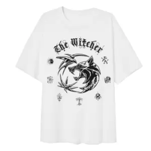 Image of The Witcher Womens/Ladies Symbol Oversized T-Shirt (XL) (White)