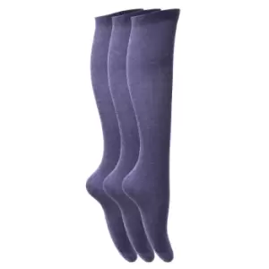 Image of Childrens Girls Plain Knee High School Socks (Pack Of 3) (UK Shoe 12-3 (Age: 8-12 years)) (Navy)