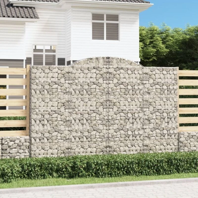 Image of vidaXL Arched Gabion Baskets 4 pcs 300x50x200/220cm Galvanised Iron, Silver 3146793